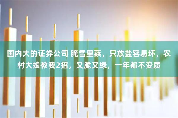 国内大的证券公司 腌雪里蕻，只放盐容易坏，农村大娘教我2招，又脆又绿，一年都不变质